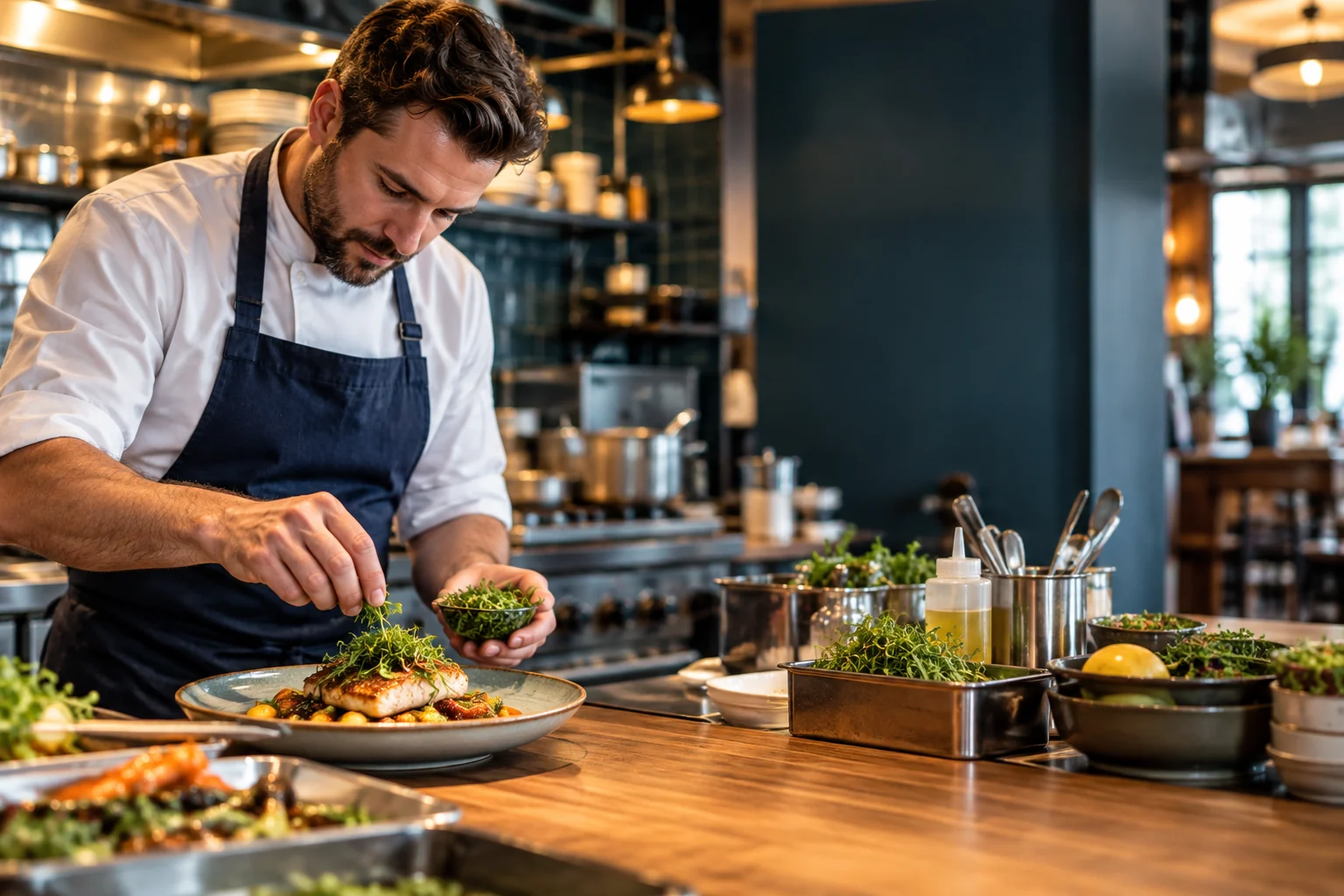 Pub chef preparing a distinctive dish